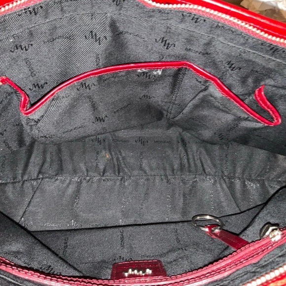 Monsac red faux crocodile embossed leather tote - Picture 9 of 12